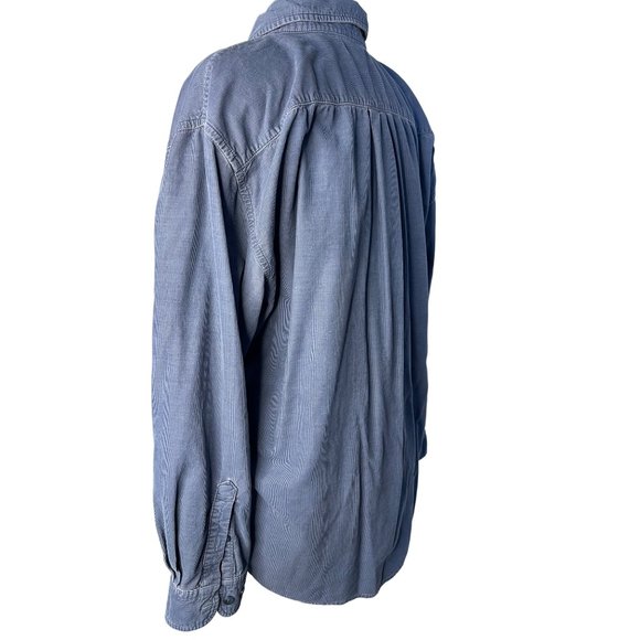Cambridge Classic Large Blue Men’s Button up Corduroy, Long Sleeve Collar Pocket - Picture 3 of 13